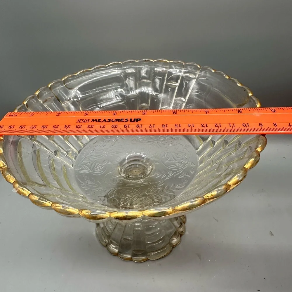 Louise clear Jeanette Glass Pedestal Bowl with Gold Trim